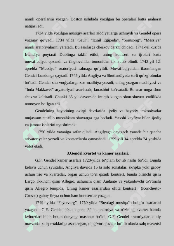 G.Gendel syuitalar: №5 Mi major Sol minor 1
