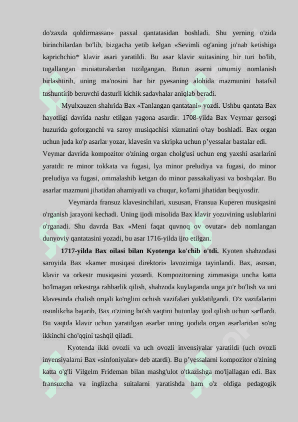 IOGANN SEBASTYAN BAX Prelyudiyalar va fugalar 1 tom:                    do minor 4