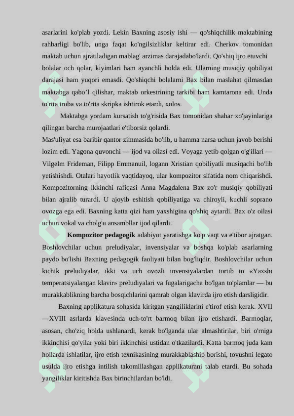 IOGANN SEBASTYAN BAX Prelyudiyalar va fugalar 1 tom:                    do minor 7