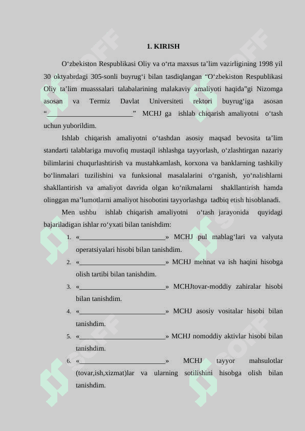 Xususiy korxonalarda olib borilgan amaliyot  hisoboti 2