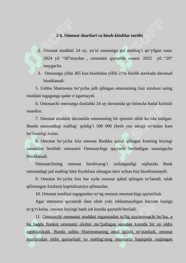 AGRO BANK» filialidagi amaliyot bo`yicha hisobot. 7
