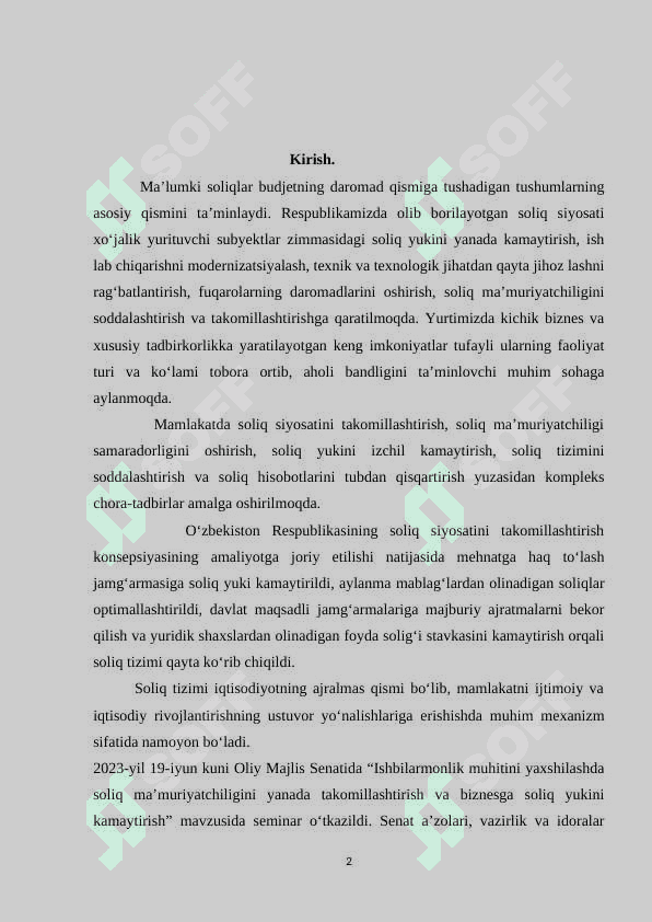 Davlat soliq inspeksiyasi filialidagi amaliyot bo`yicha hisobot 2