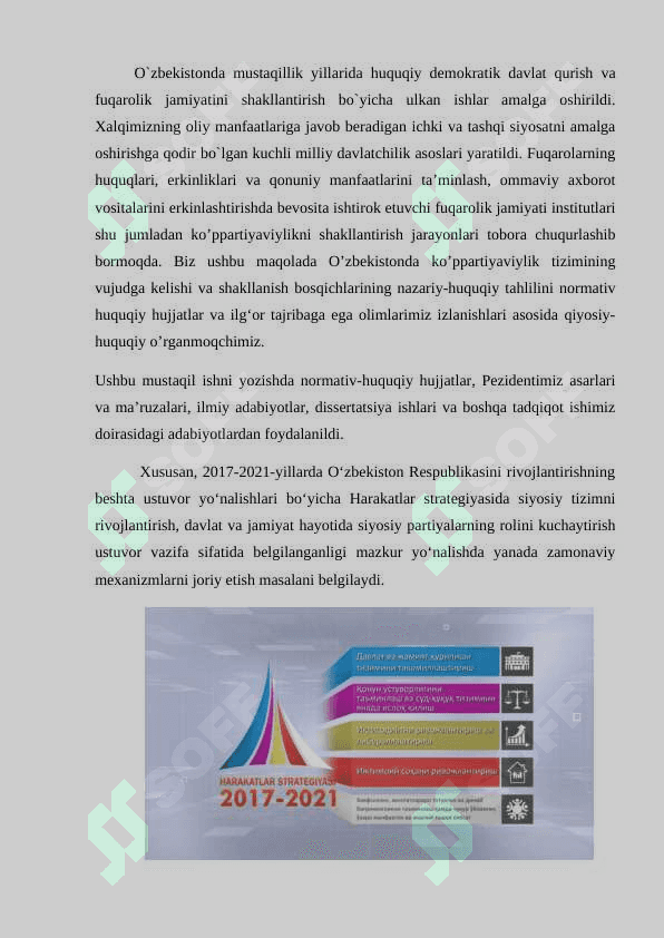 O‘zbekistonda ko`p partiyaviylik tizimining shakllanishi  va uning ahamiyati 2