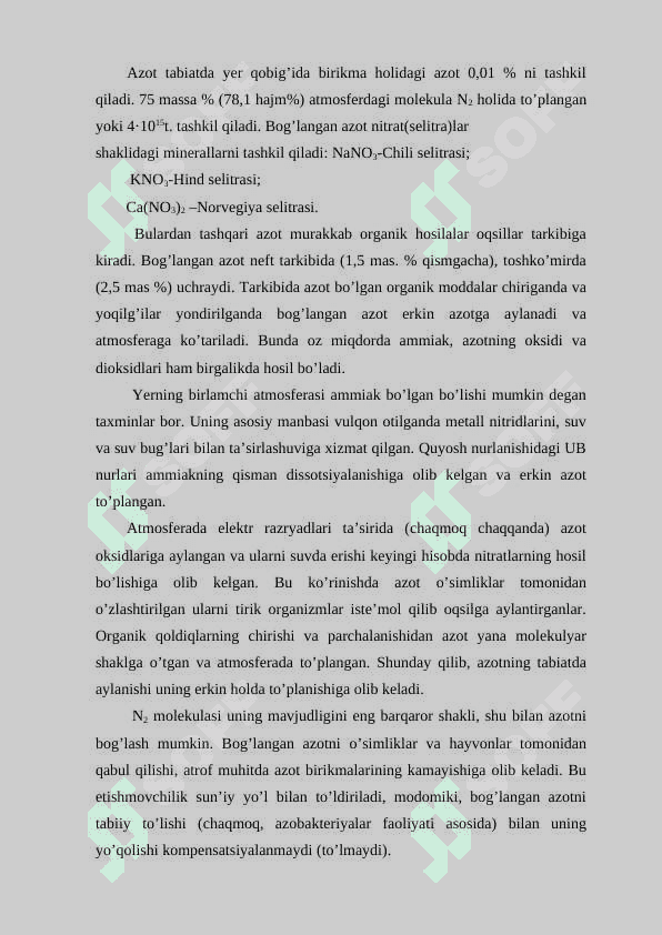 Azot va fosfor. Mineral o’gitlar 4