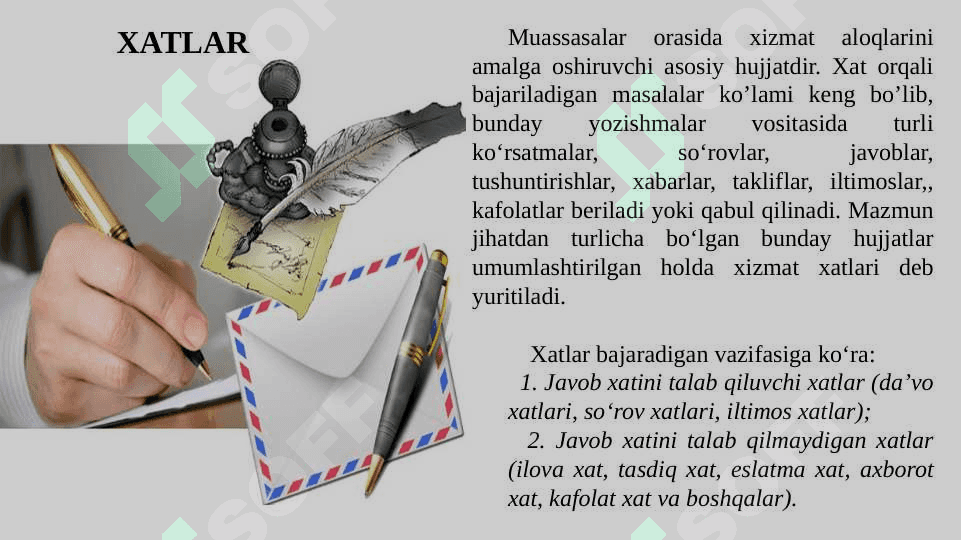 XIZMAT YOZISHMALARI: AXBOROT XATI, DA'VO XATI ILOVA XATI, ILTIMOS XATI 2