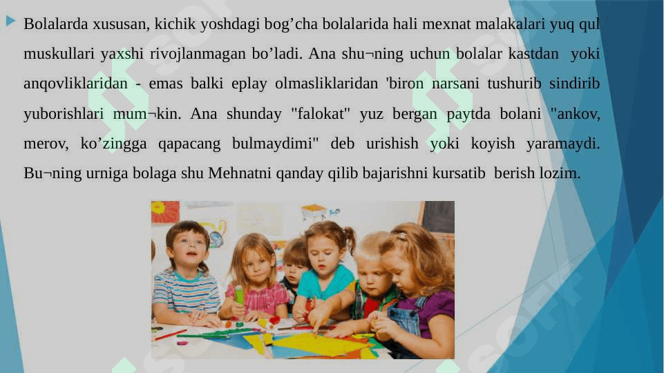 MAKTABGACHA TARBIYA YOSHIDA BILISH JARAYONLARI VA MEXNAT FAOLIYATINING XUSUSIYATLARI 6