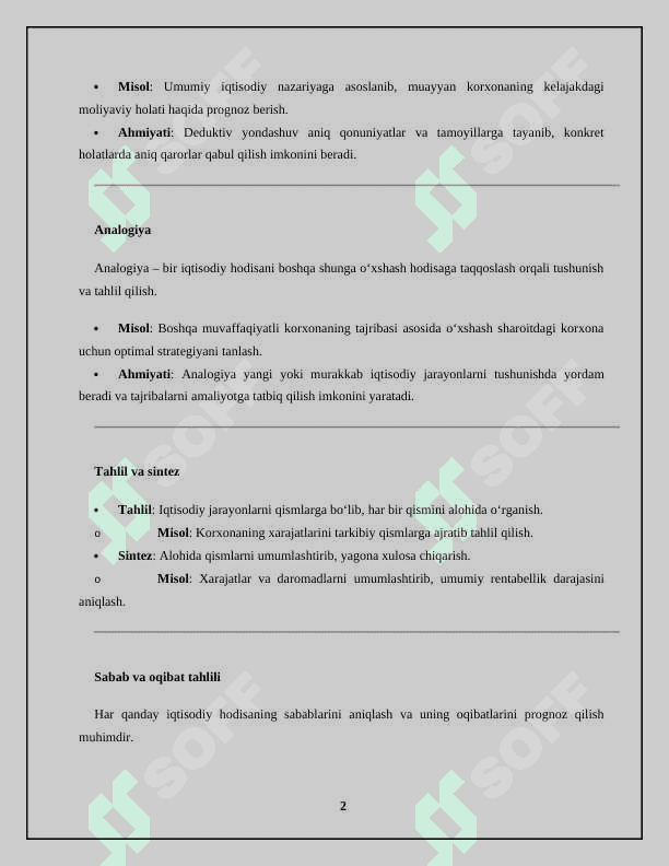 Iqtisodiy tahlil fanining metodi 2