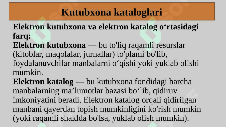 Ilmiy ma'lumotlar bazalari. Elektron kataloglar 8