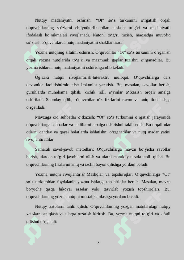 3-SINFDA OT SO'Z TURKUMINI O'RGATISH JARAYONIDA O'QUVCHILAR NUTQINI O'STIRISH 6