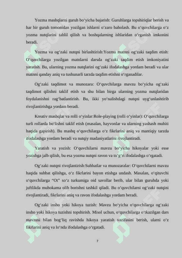 3-SINFDA OT SO'Z TURKUMINI O'RGATISH JARAYONIDA O'QUVCHILAR NUTQINI O'STIRISH 7