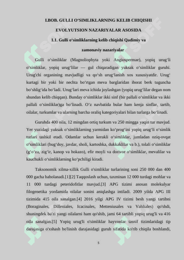 GULLI OʻSIMLIKLARNING KELIB CHIQISHI 5