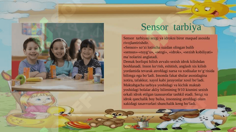 Maktabgacha bolalarning Sensor tarbiyasi 3