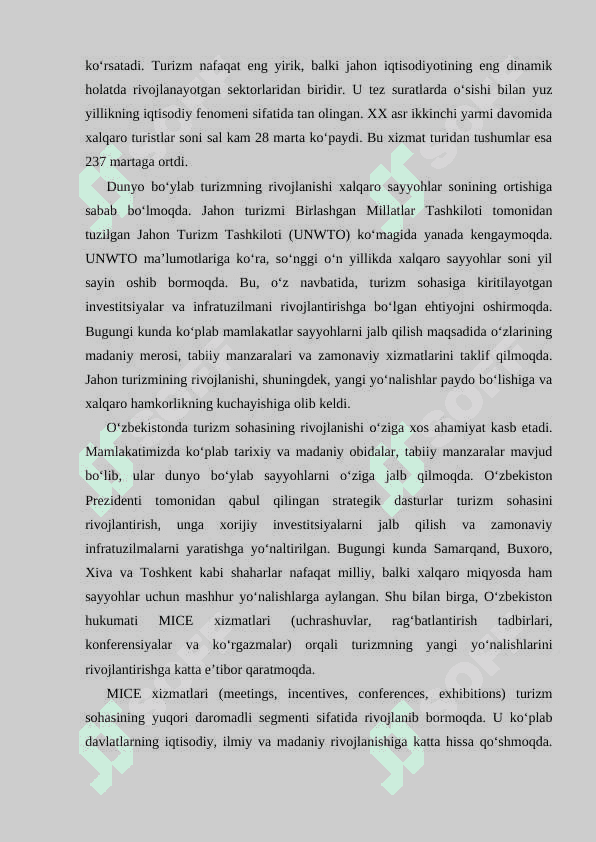 O‘zbekiston turizm bozorida MICE xizmatlarini tatbiq qilish strategiyalari 6