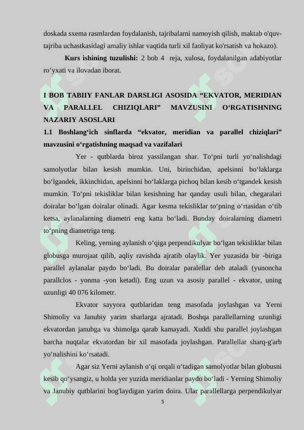 “EKVATOR, MERIDIAN VA PARALLEL CHIZIQLARI 5