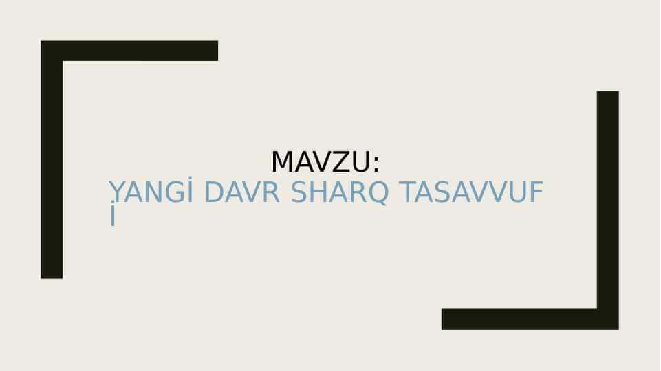 Yangi davr Sharq tasavvufi
