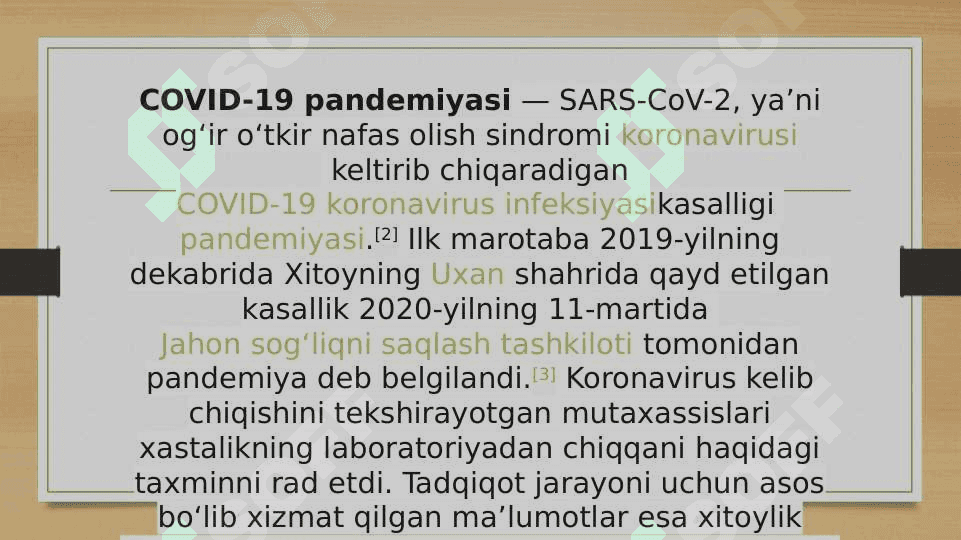 KORONAVIRUS PANDEMIYASI  GLOBAL muammosi Va uning oqibatlari 2