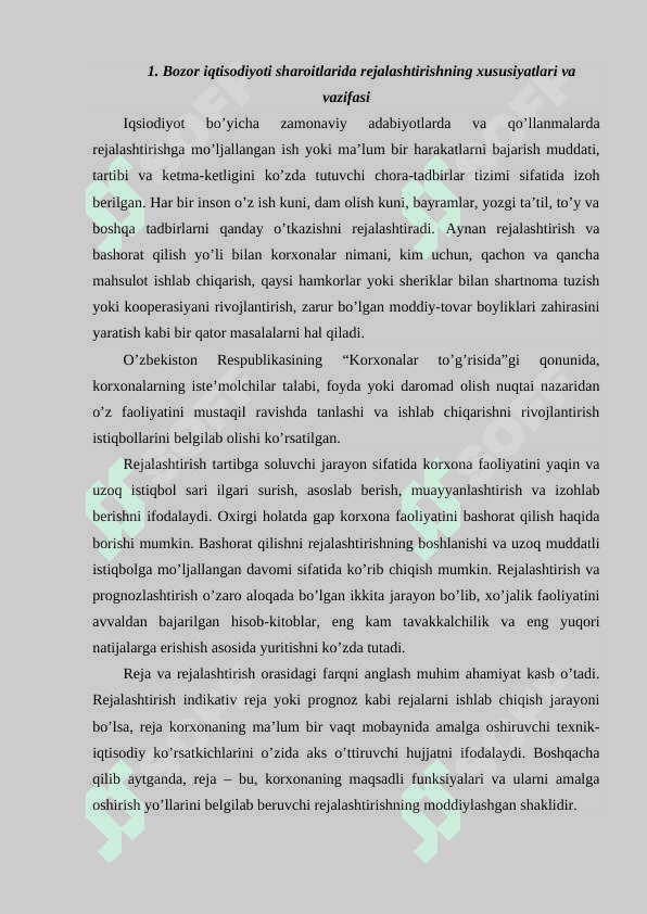 Sanoat korxonalarida rejalashtirish. 2