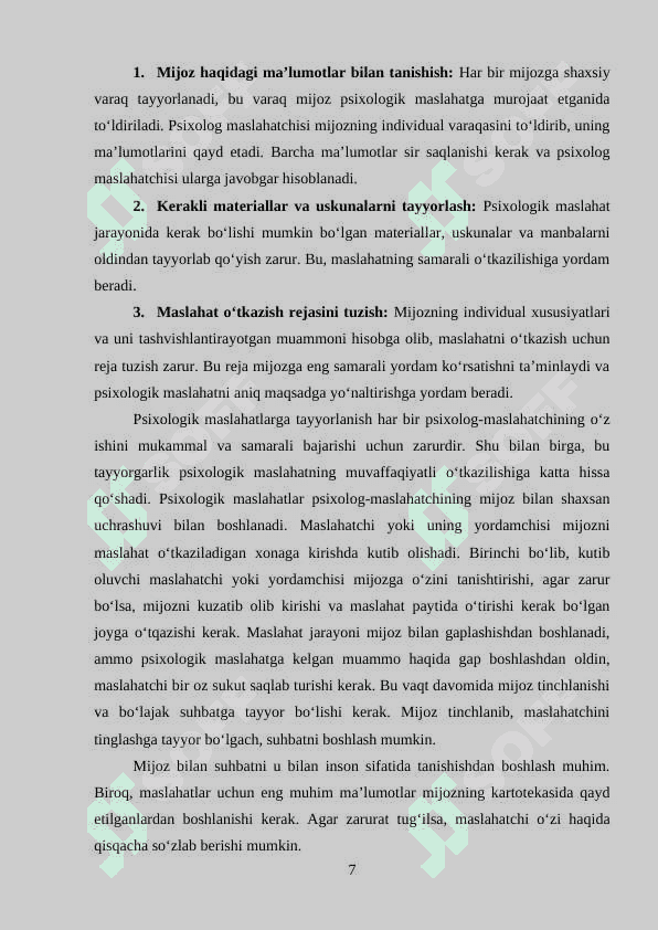 Psixologik maslaxat bosqichlari va texnikalari 7