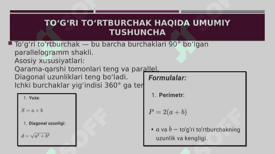 To‘g‘ri  to‘rtburchak va  kvadrat 4