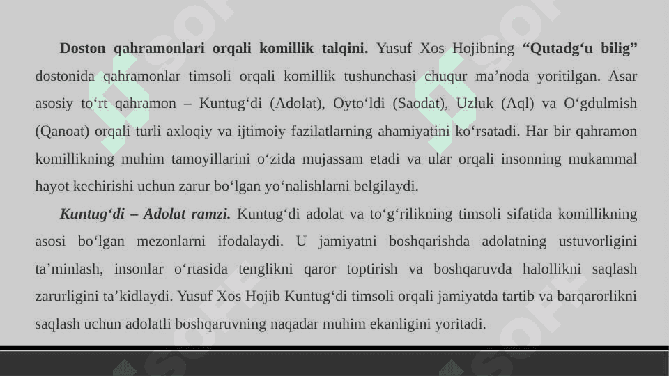 “Qutadg‘u bilig” dostonida komil inson va ezgulik g‘oyalarining ifodalanishi 8