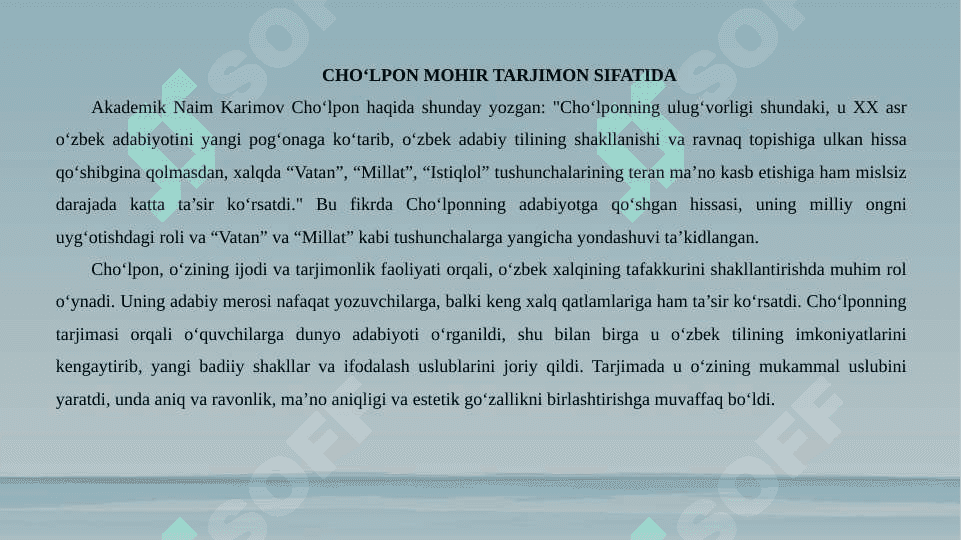 CHO‘LPON-TARJIMON 7