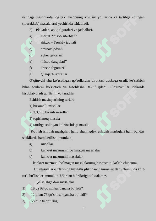 2-SINF O'QUVCHILARIDA OG'ZAKI VA YOZMA HISOBLASHNI SHAKLLANTIRISH METODLARI 8