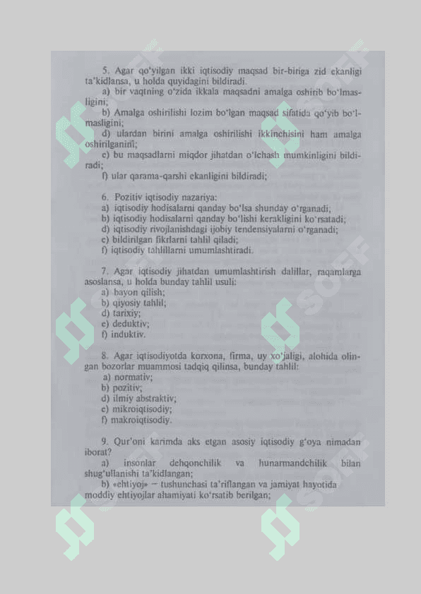 iqtisodiyot nazariyasi fanidan test 2