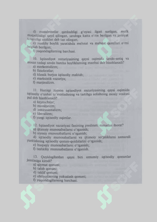 iqtisodiyot nazariyasi fanidan test 3