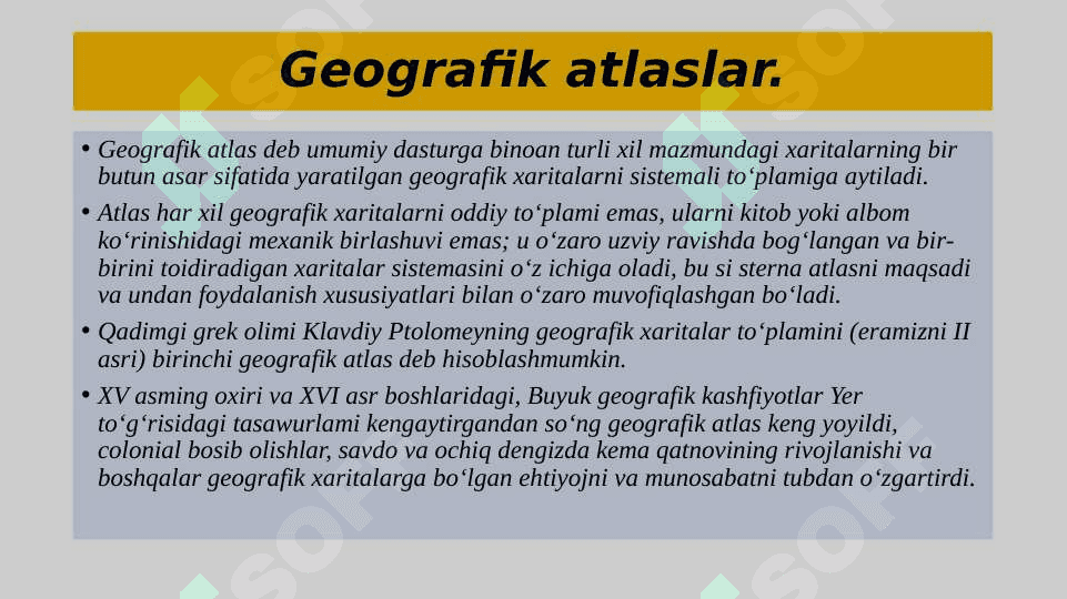 Geografik atlaslarni tahlili va ularni baholash 2