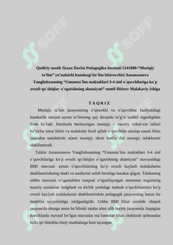 Umumta`lim maktablari 3-4 sinf o`quvchilariga ko`p ovozli qo`shiqlar o`rgatishning ahamiyati 7