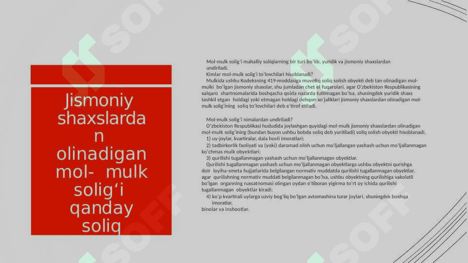 Jismoniy shaxslar mol mulkiga  solinadigan soliq va uning oʻziga  hos hususiyatlari pptx 2