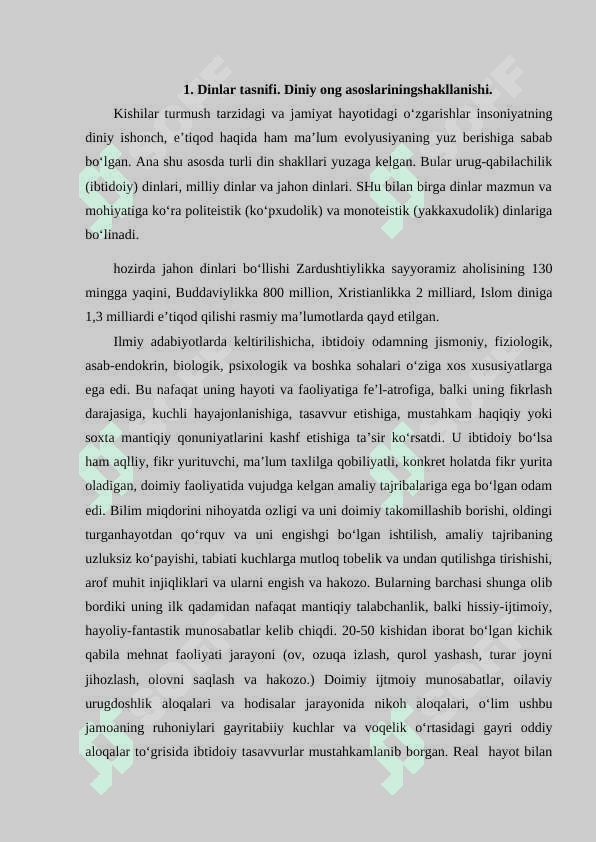 Dinning tarixiy shakllari va mohiyati. Milliy davlat dinlari va ularning xususiyatlari 2