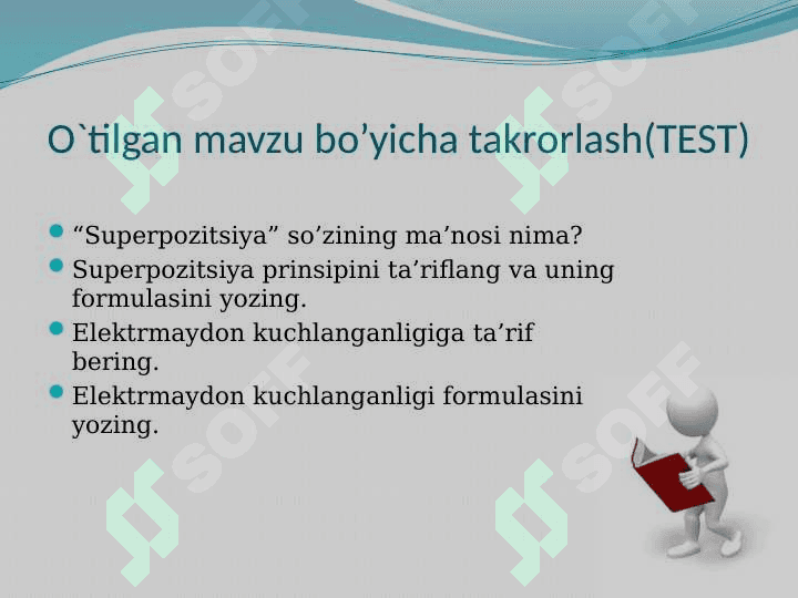 ZARYADLANGAN SHARNING ELEKTR MAYDONI. DIELEKTRIK SINGDIRUVCHANLIK 4