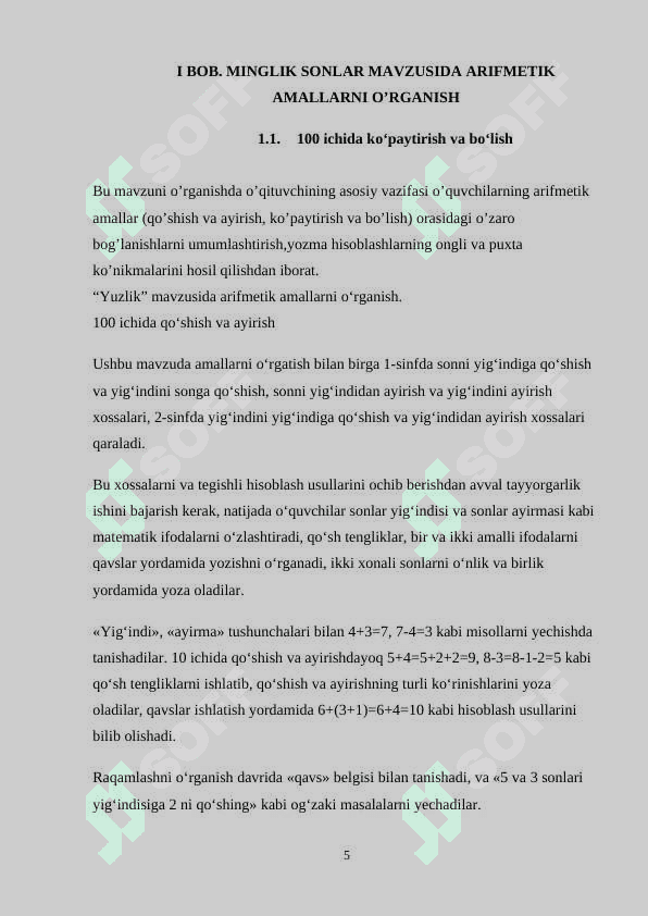 “MINGLIK” MAVZUSIDA MISOL, MASALALAR YECHISHGA O‘RGATISH METODIKASI 5
