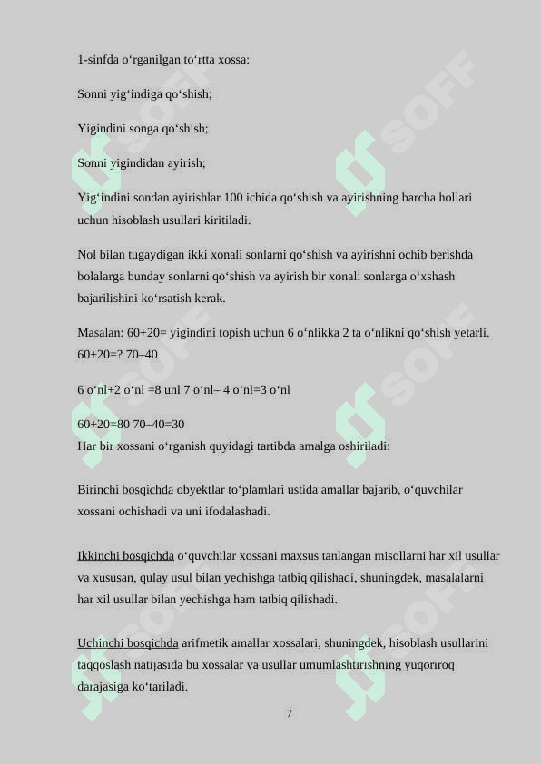 “MINGLIK” MAVZUSIDA MISOL, MASALALAR YECHISHGA O‘RGATISH METODIKASI 7