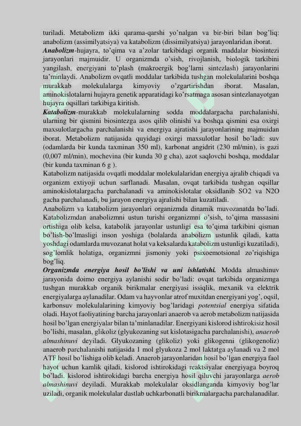 Moddalar va energiya almashinuvi 2
