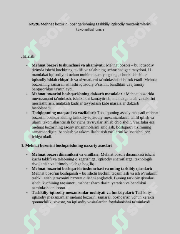 Mehnat bozorini boshqarishning tashkiliy iqtisodiy mexanizmlarini takomillashtirish 2