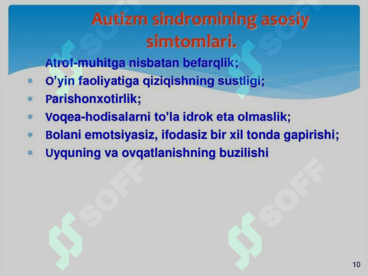 Turli darajadagi intellektual yetishmovchiligi bo‘lgan bolalar, autistik spektr buzilishlariga ega bolalar uchun inklyuziv  ta’lim 7