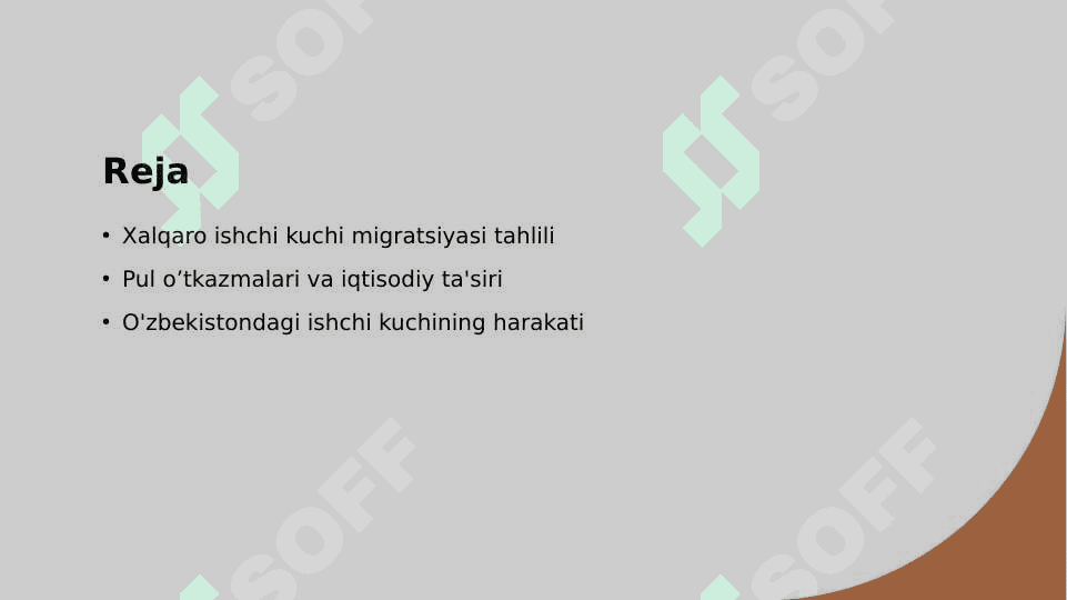 Xalqaro ishchi kuchi migratsiyasi va pul o’tkazmalari. 2