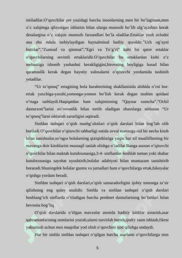 SINFDAN TASHQARI ASOSIY BOSQICH DARSLARINI TASHKIL ETISH 5