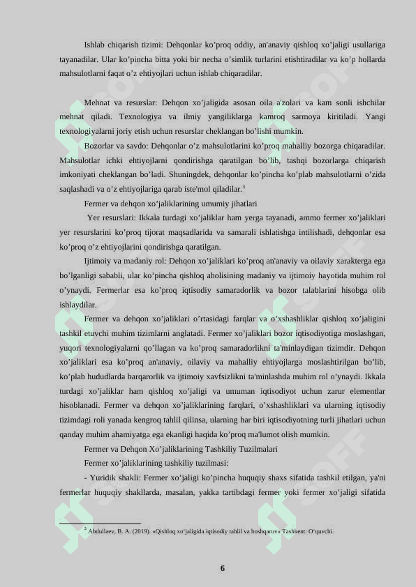 Fermer va dehqon xo’jaliklarining tashkiliy-iqtisodiy asoslari. 6