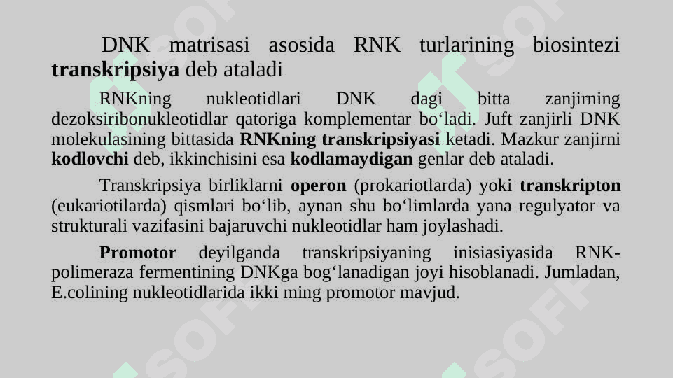 Transkripsiyaning molekulyar asoslari 2