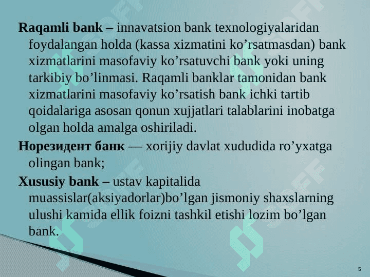 Tijorat banklarni tashkil etish 5