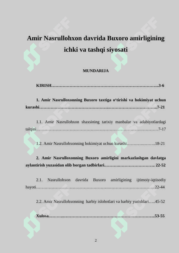 Amir Nasrullohxon davrida Buxoro amirligining ichki va tashqi siyosati 2