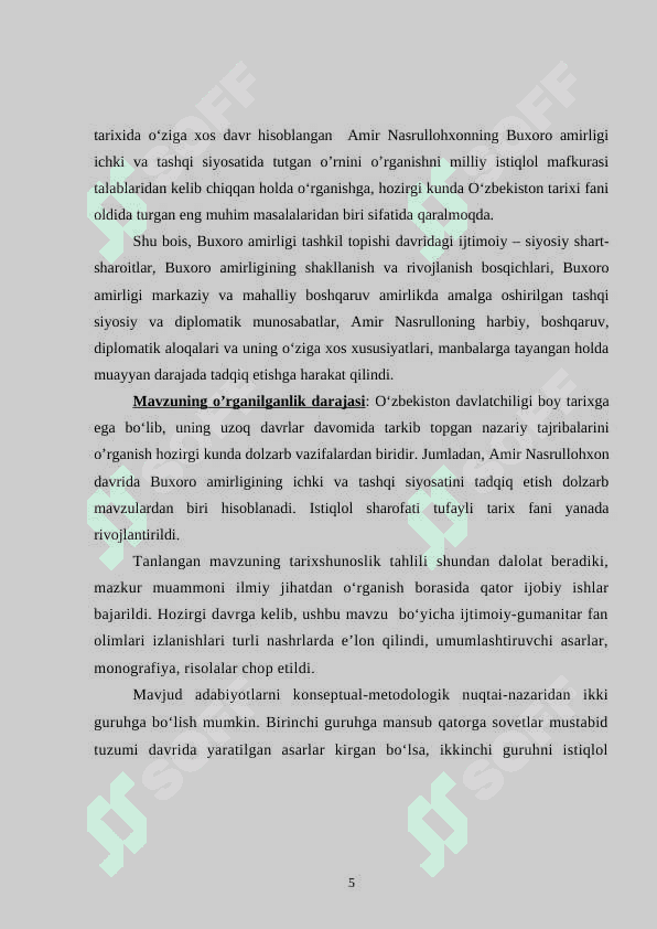 Amir Nasrullohxon davrida Buxoro amirligining ichki va tashqi siyosati 5