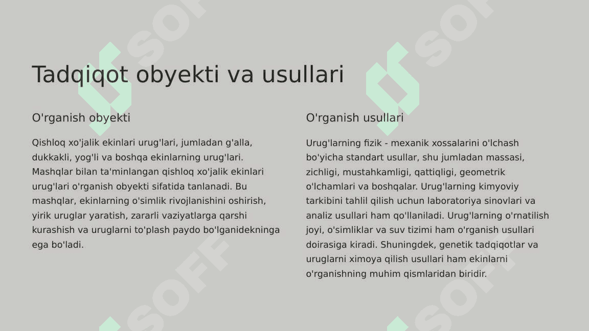 Qishloq xo'jalik ekinlari urug'ining fizik - mexanik xossalarini o'rganish. 4
