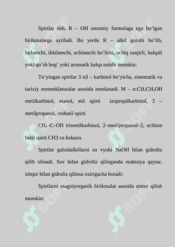 Aromatik spirtlarning olinishi, nomenklaturasi, fizik – kimyoviy xossalari. 3