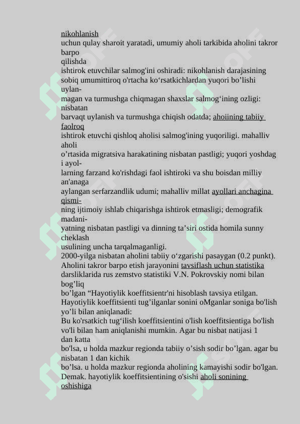Aholi harakatining statistik ko'rsatkichlari. 8