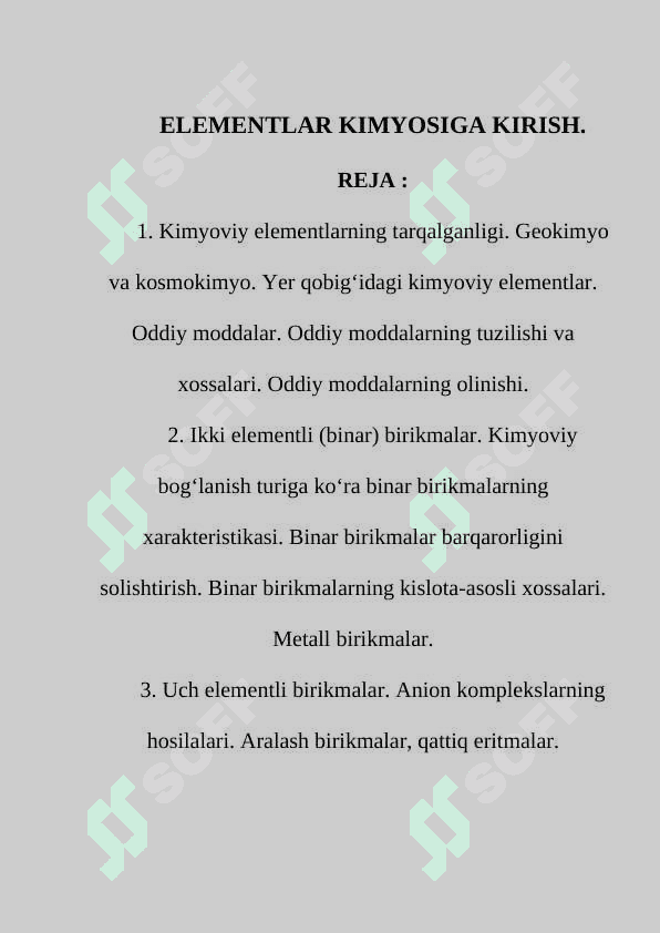 ELEMENTLAR KIMYOSIGA KIRISH 2