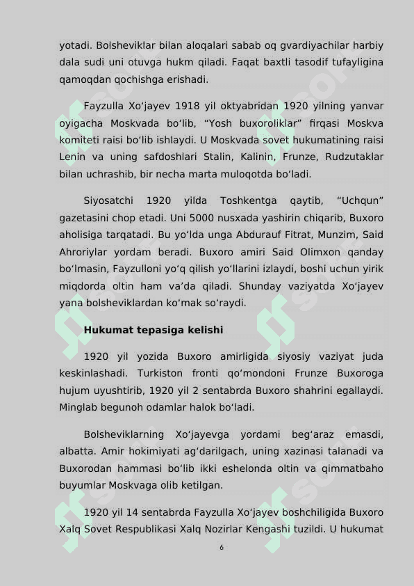 O‘zbekistonning milliy rahbar kadrlar F.Xo‘jayev, A.Ikromovning hayoti va faoliyati 6
